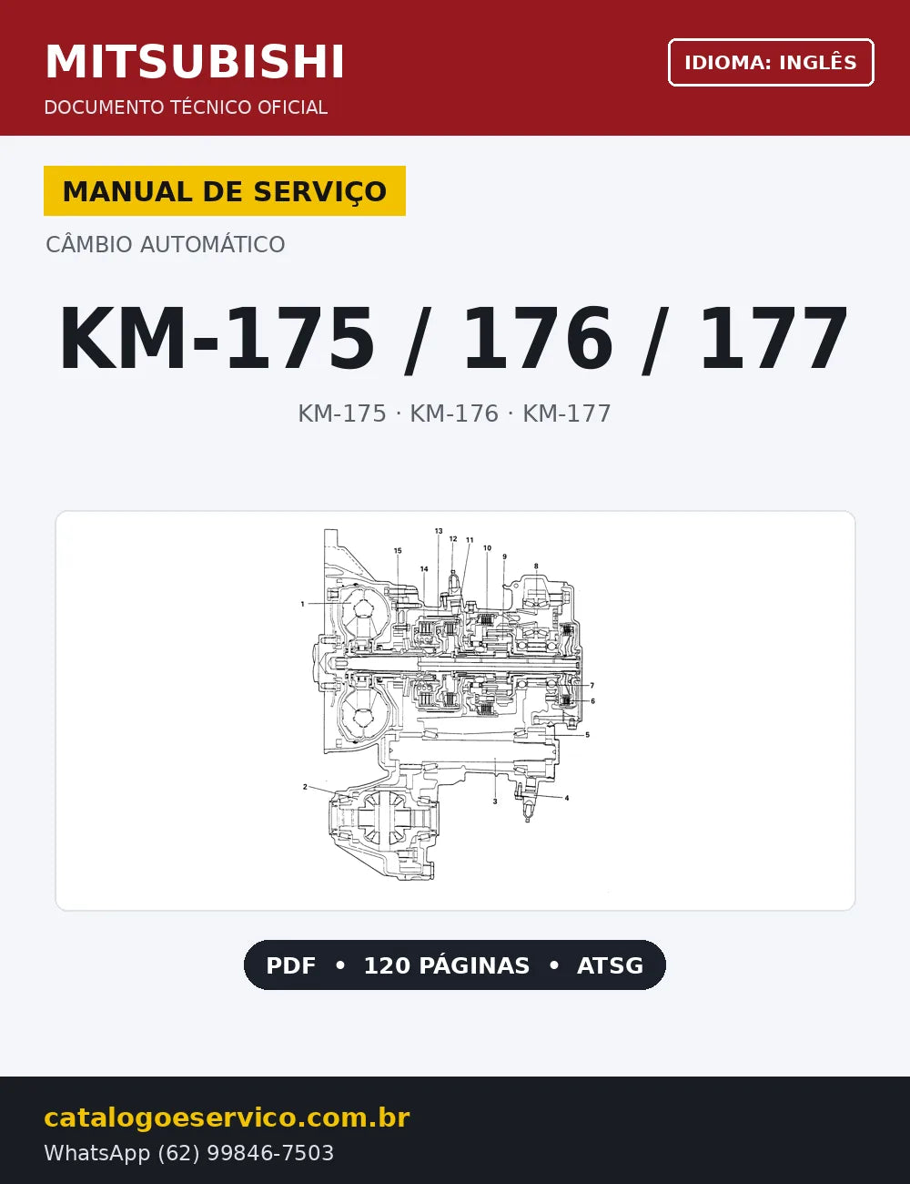 Capa Manual de Serviço Câmbio Automático Mitsubishi KM-175 (Inglês)