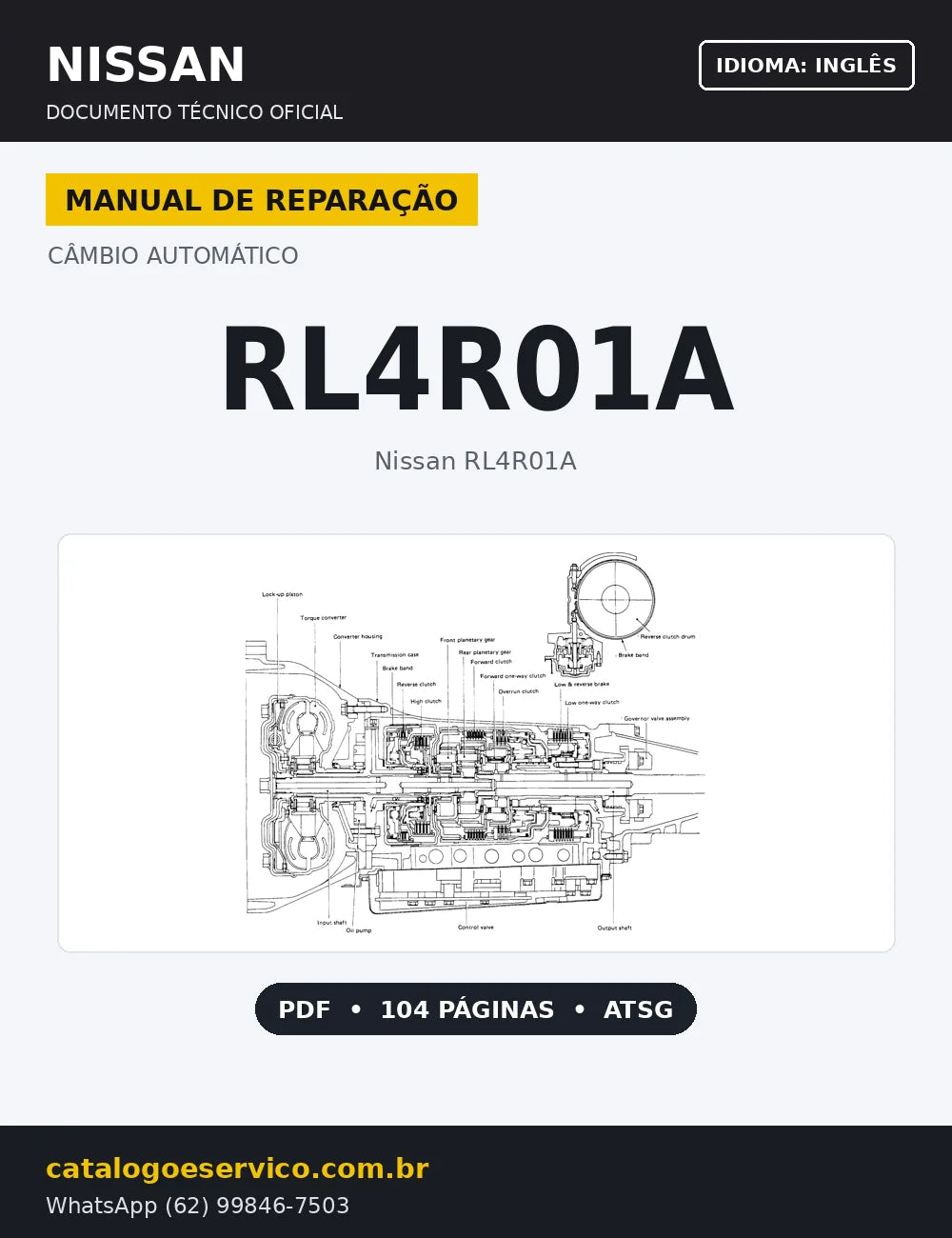 Capa Manual de Reparação Câmbio Automático Nissan RL4R01A (Inglês)