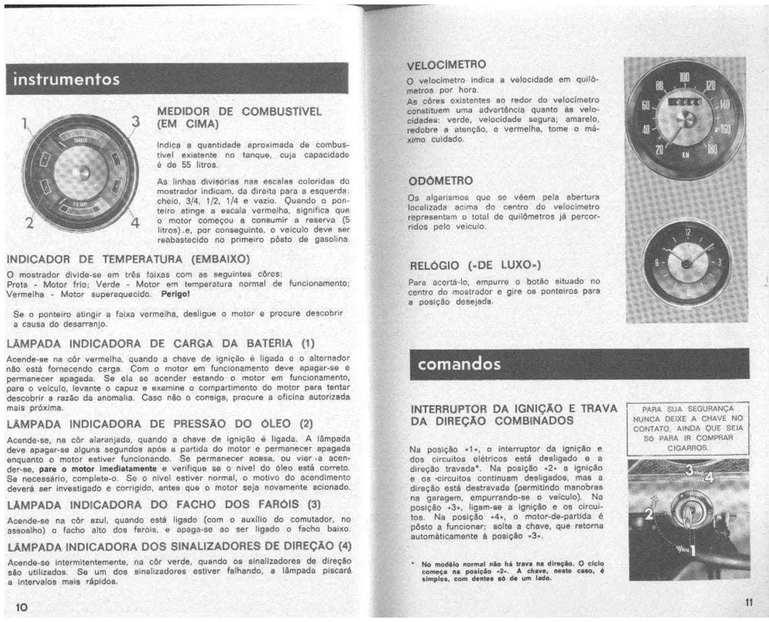 Página interna 1 — Manual do Proprietário Chevrolet Opala 1970