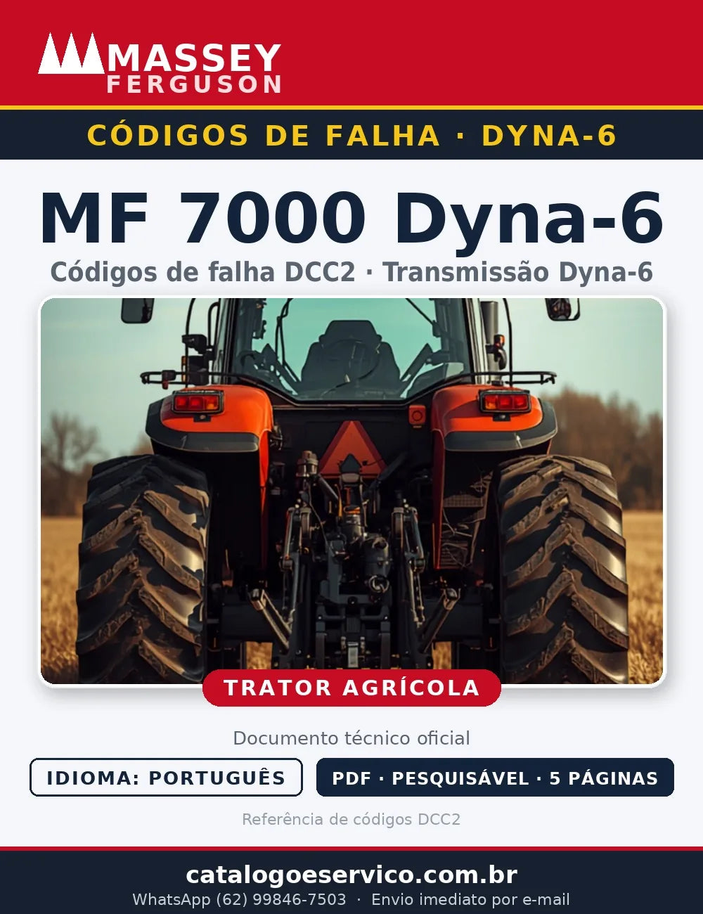 Manual de Códigos de Falha (Erro) — Tratores Massey Ferguson MF 7000 Dyna-6 (DCC2)