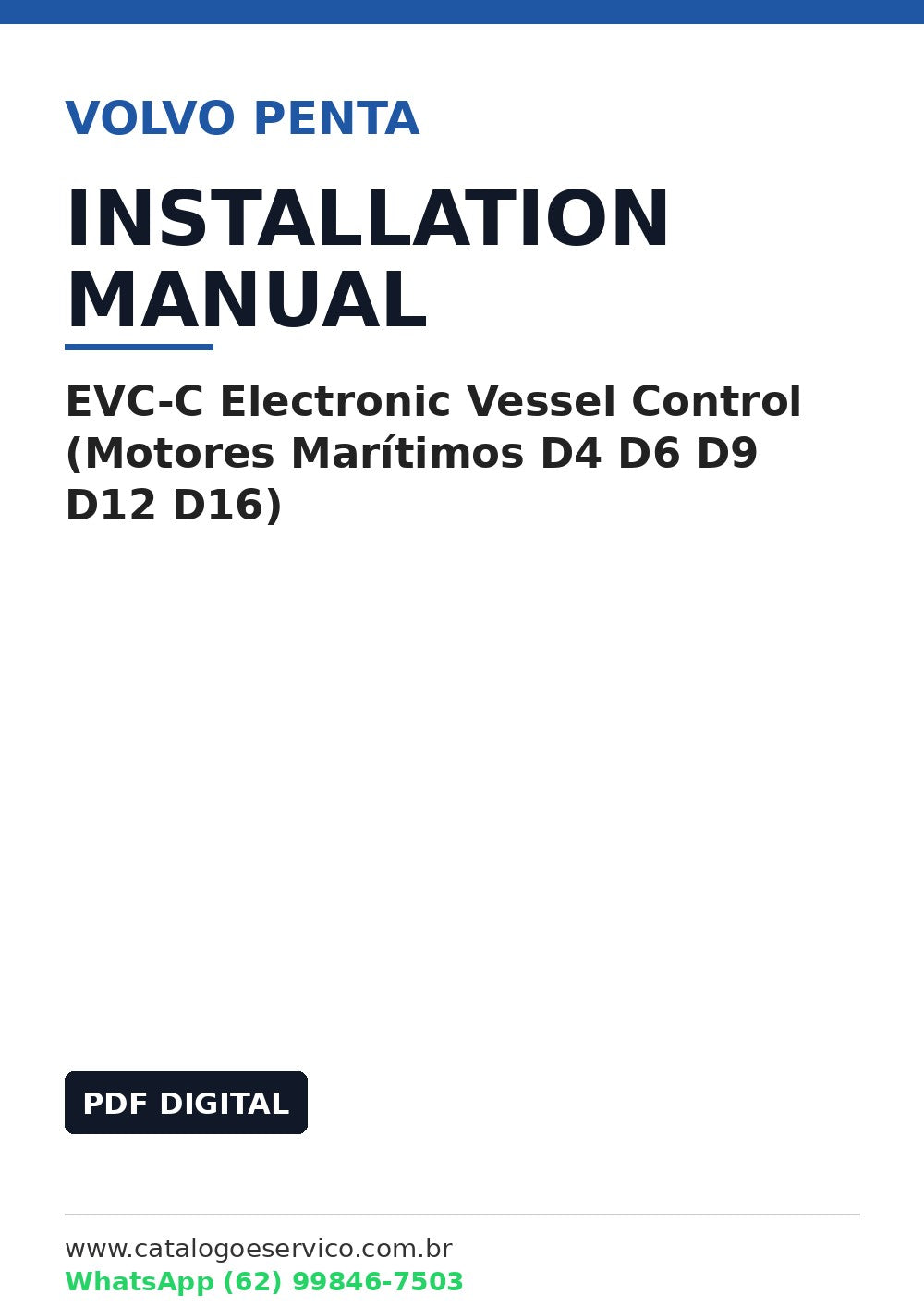 Manual de Instalação Volvo Penta EVC-C Electronic Vessel Control (Motores Marítimos D4 D6 D9 D12 D16)