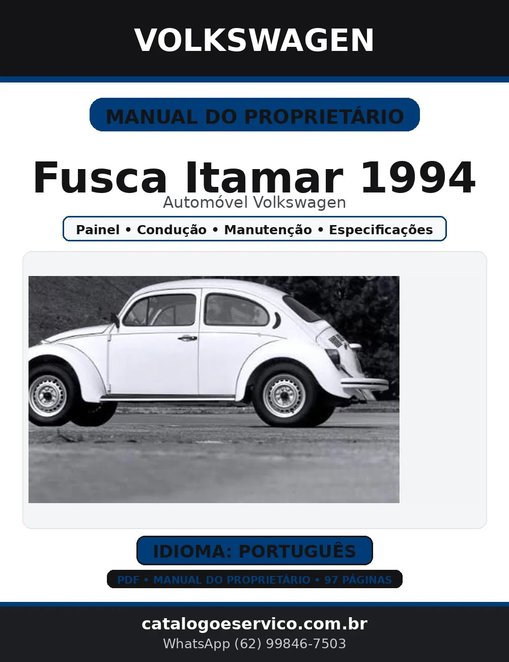Manual do Proprietário Volkswagen Fusca Itamar 1994 — em Português (PDF) — capa