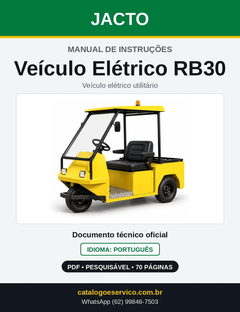 Manual de Instruções Jacto Veículo Elétrico RB30 — capa