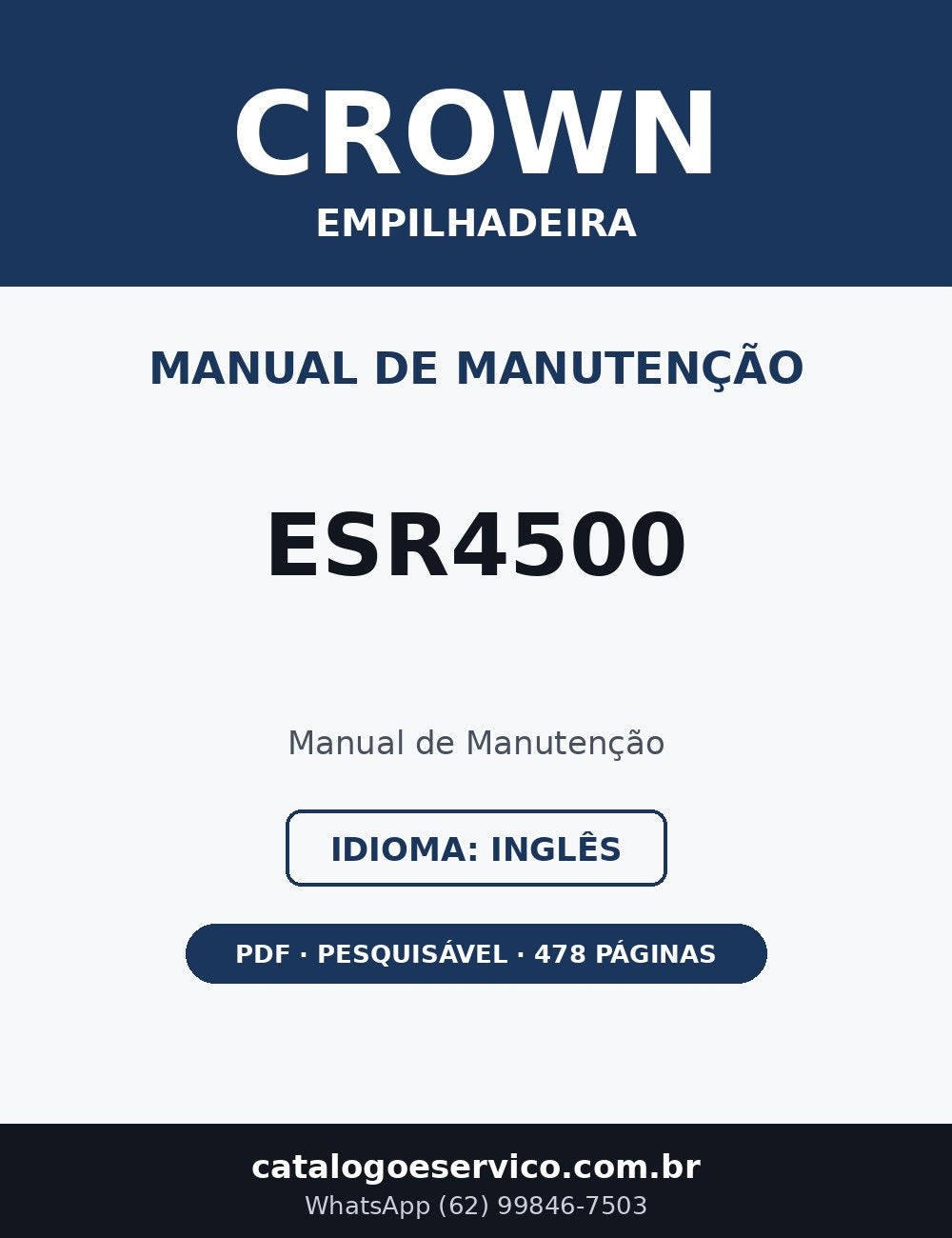 Manual de Manutenção Crown ESR4500 — Empilhadeira (Inglês)