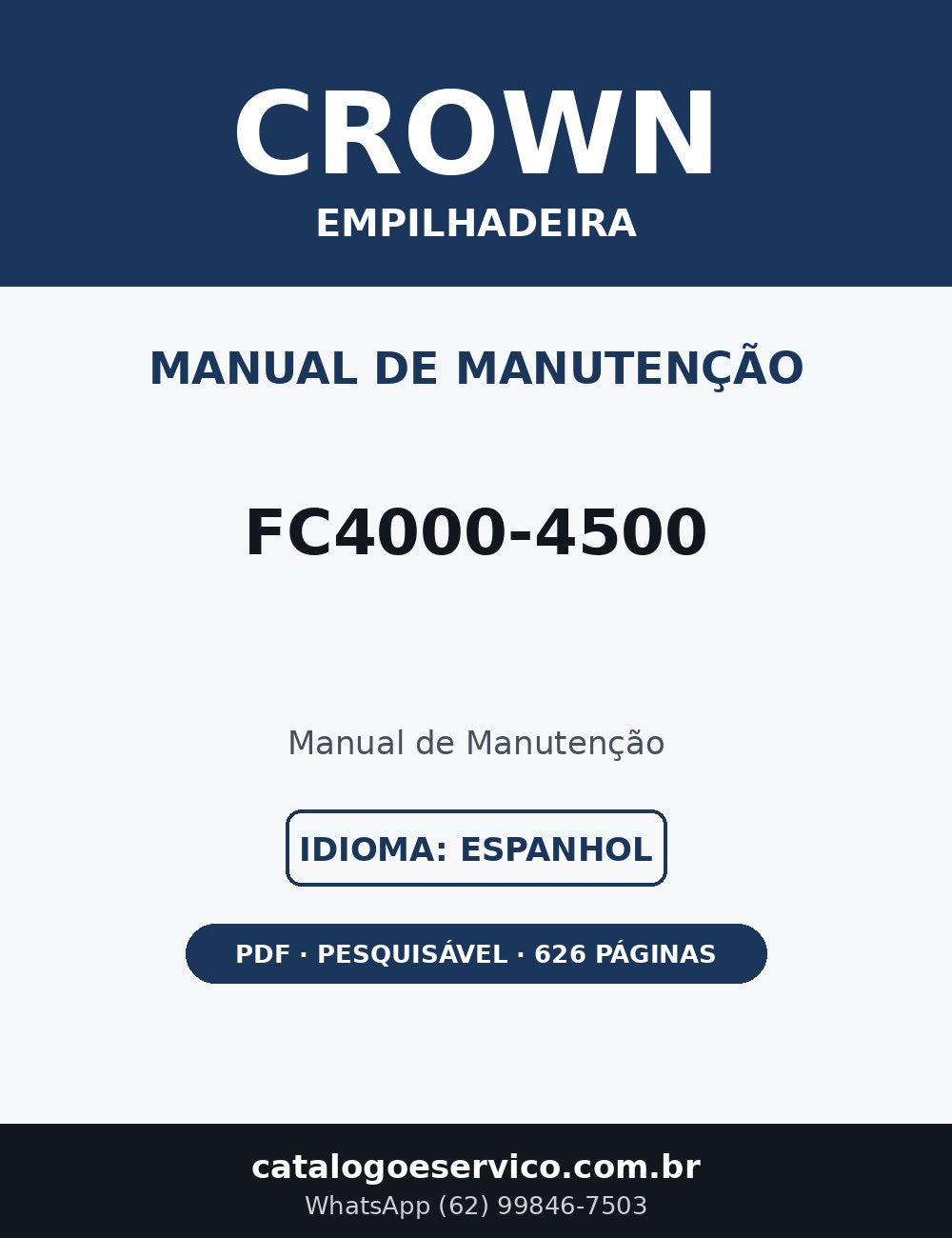 Manual de Manutenção Crown FC4000-4500 — Empilhadeira (Espanhol)