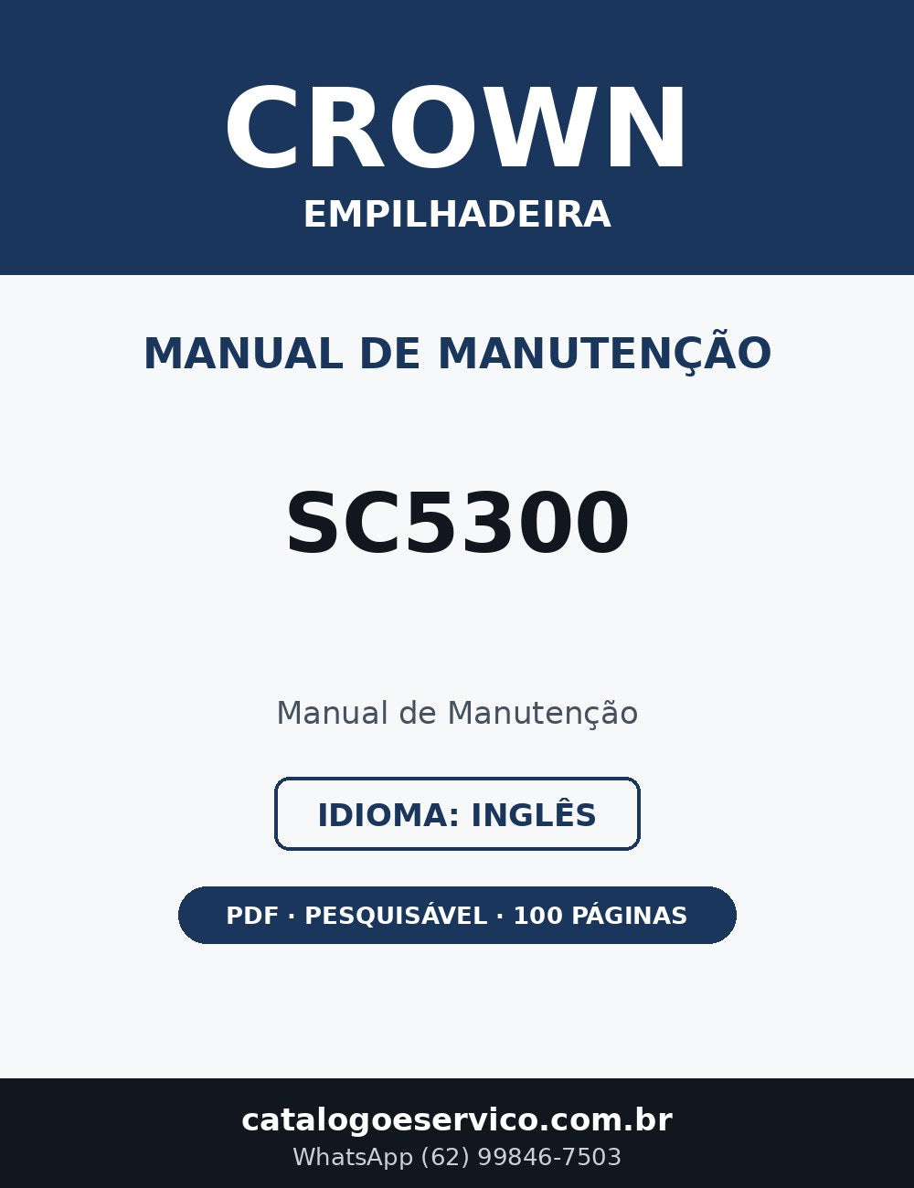 Manual de Manutenção Crown SC5300 — Empilhadeira (Inglês)