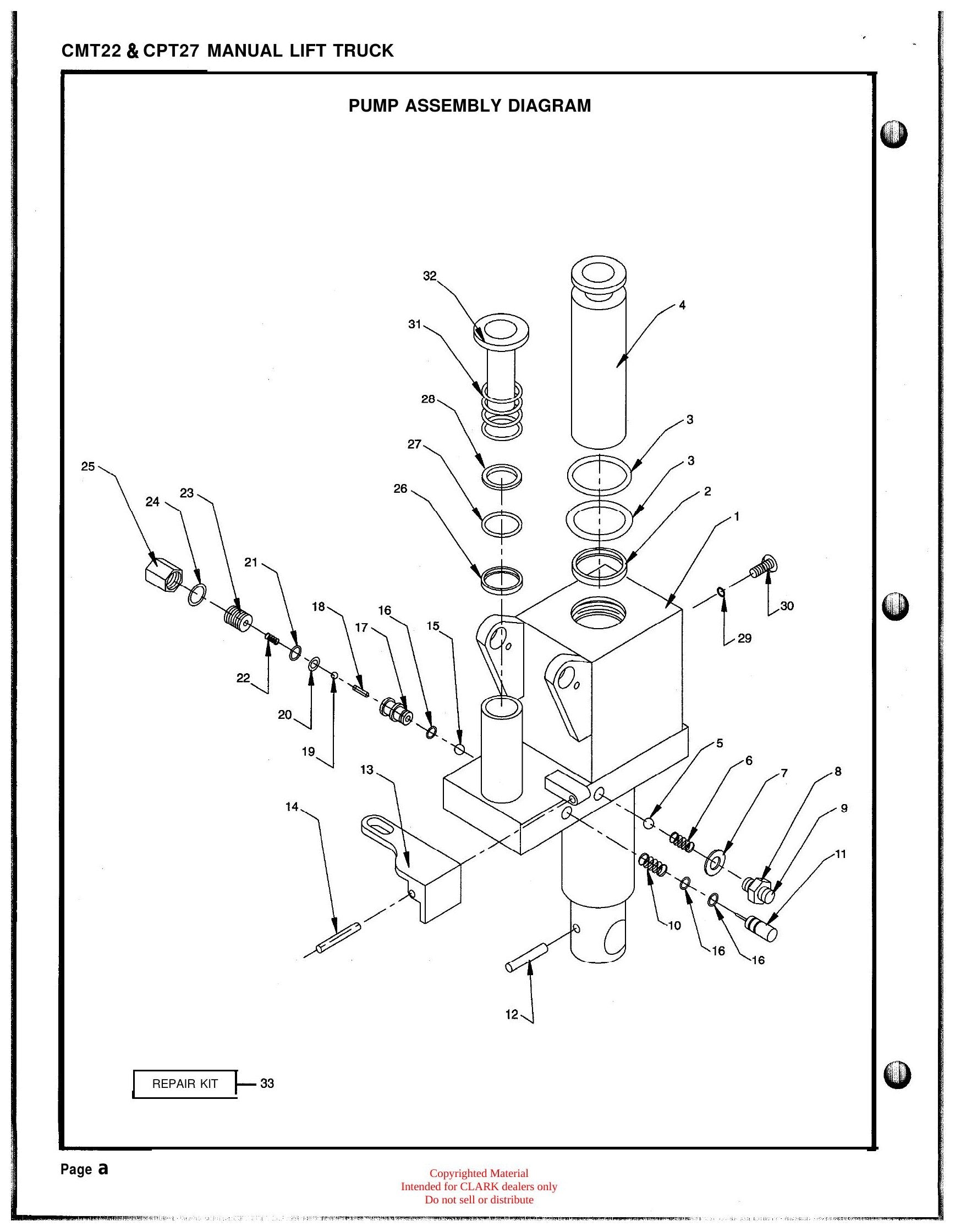 Manual de Manutenção e Peças Empilhadeira Clark CMT 22 / CPT 27 - página interna