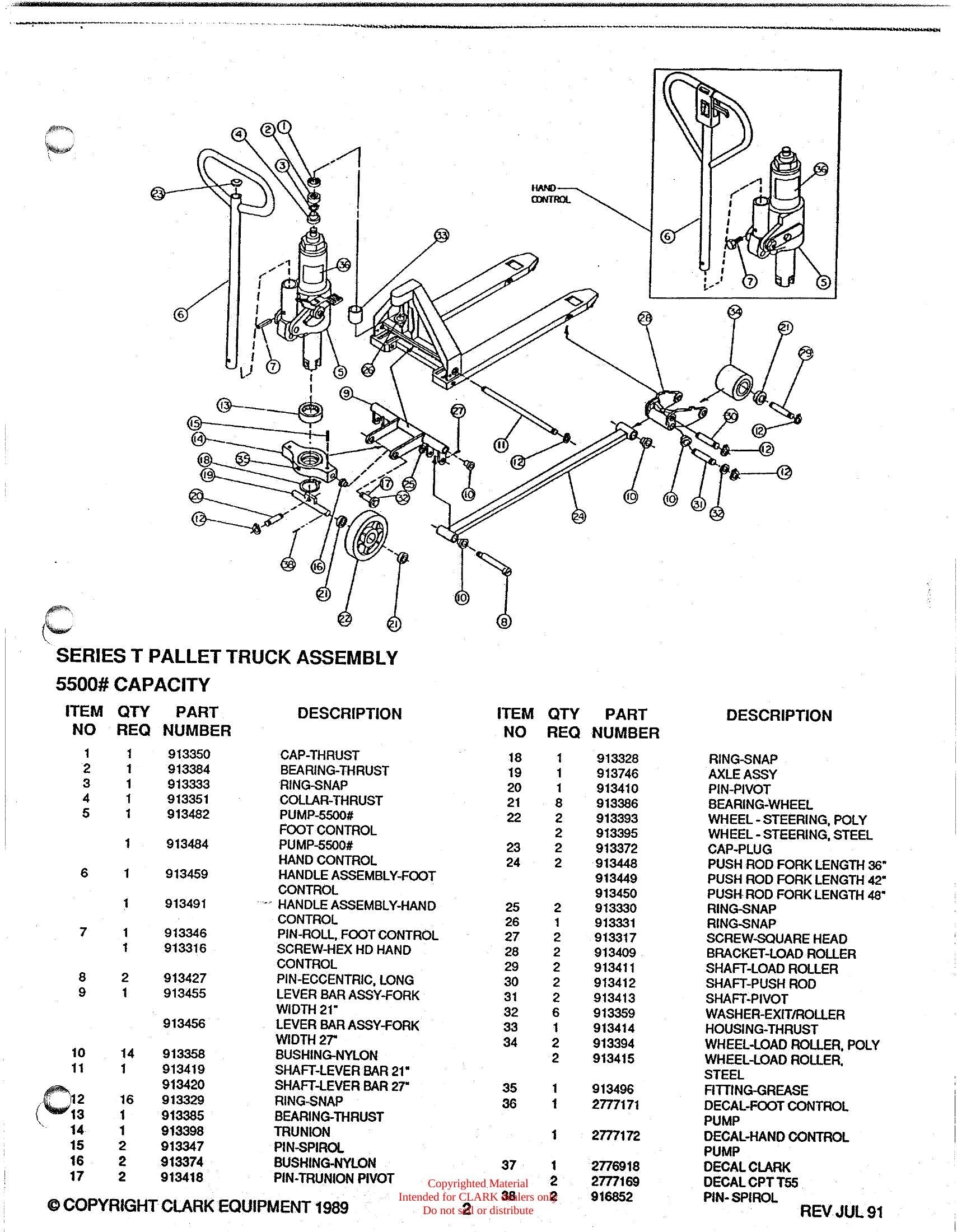Manual de Manutenção e Peças Transpaleteira Clark CPT T55 (Book SPM-563) - página interna