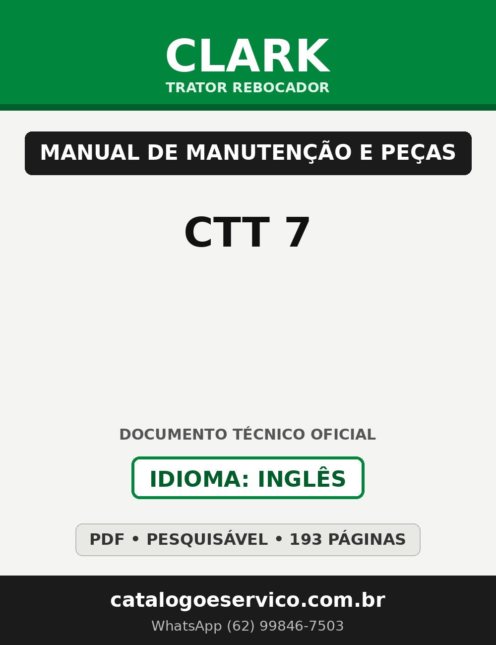 Manual de Manutenção e Peças Trator Rebocador Clark CTT 7