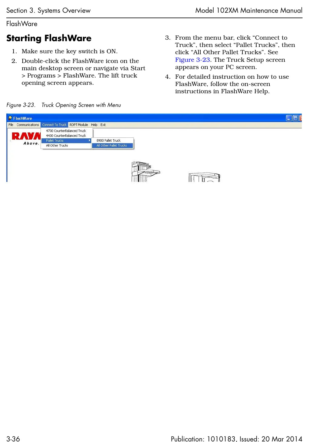 Página interna do Manual de Manutenção Raymond 102XM — diagrama 3