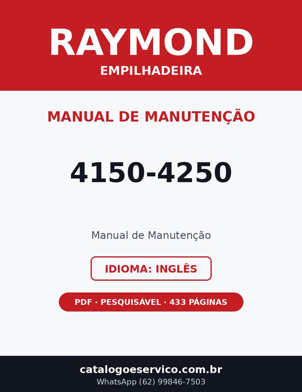 Manual de Manutenção Raymond 4150-4250 — Empilhadeira (Inglês)