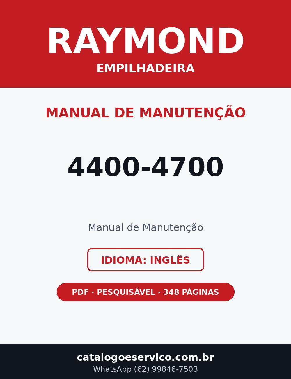 Manual de Manutenção Raymond 4400-4700 — Empilhadeira (Inglês)