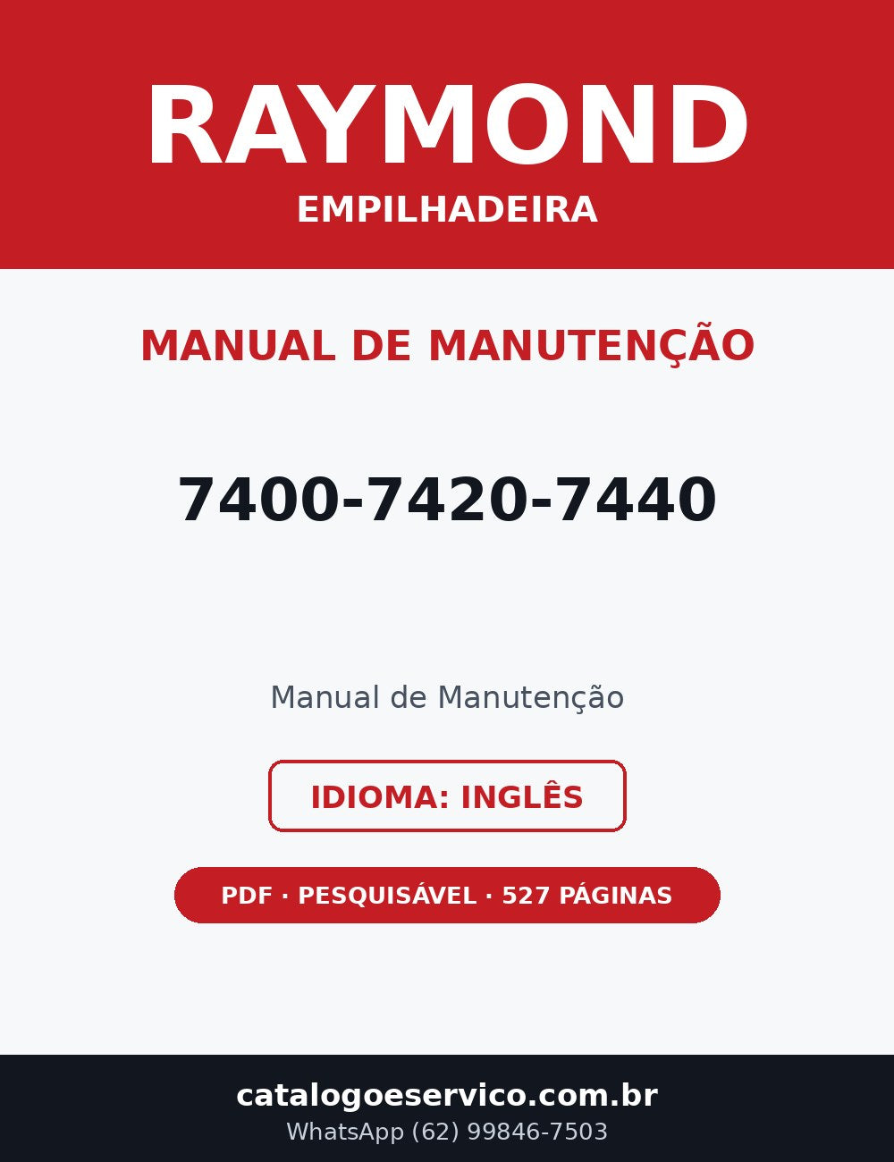 Manual de Manutenção Raymond 7400-7420-7440 — Empilhadeira (Inglês)