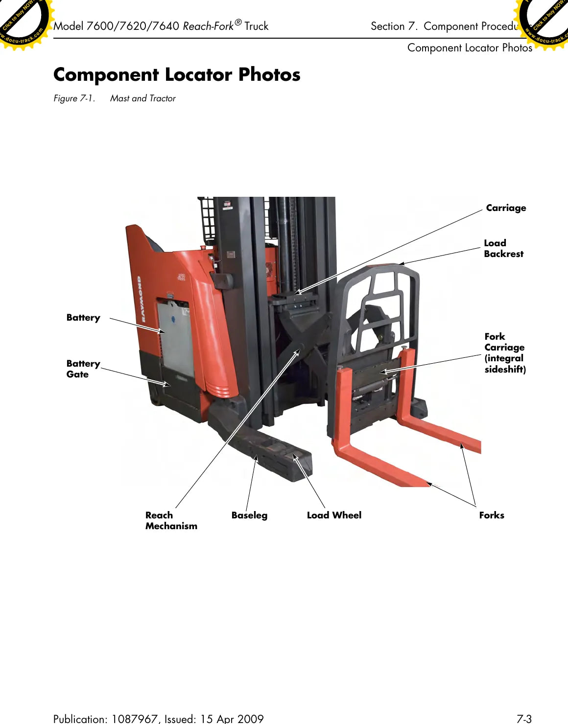 Página interna do Manual de Manutenção Raymond 7600/7620/7640 — diagrama 1