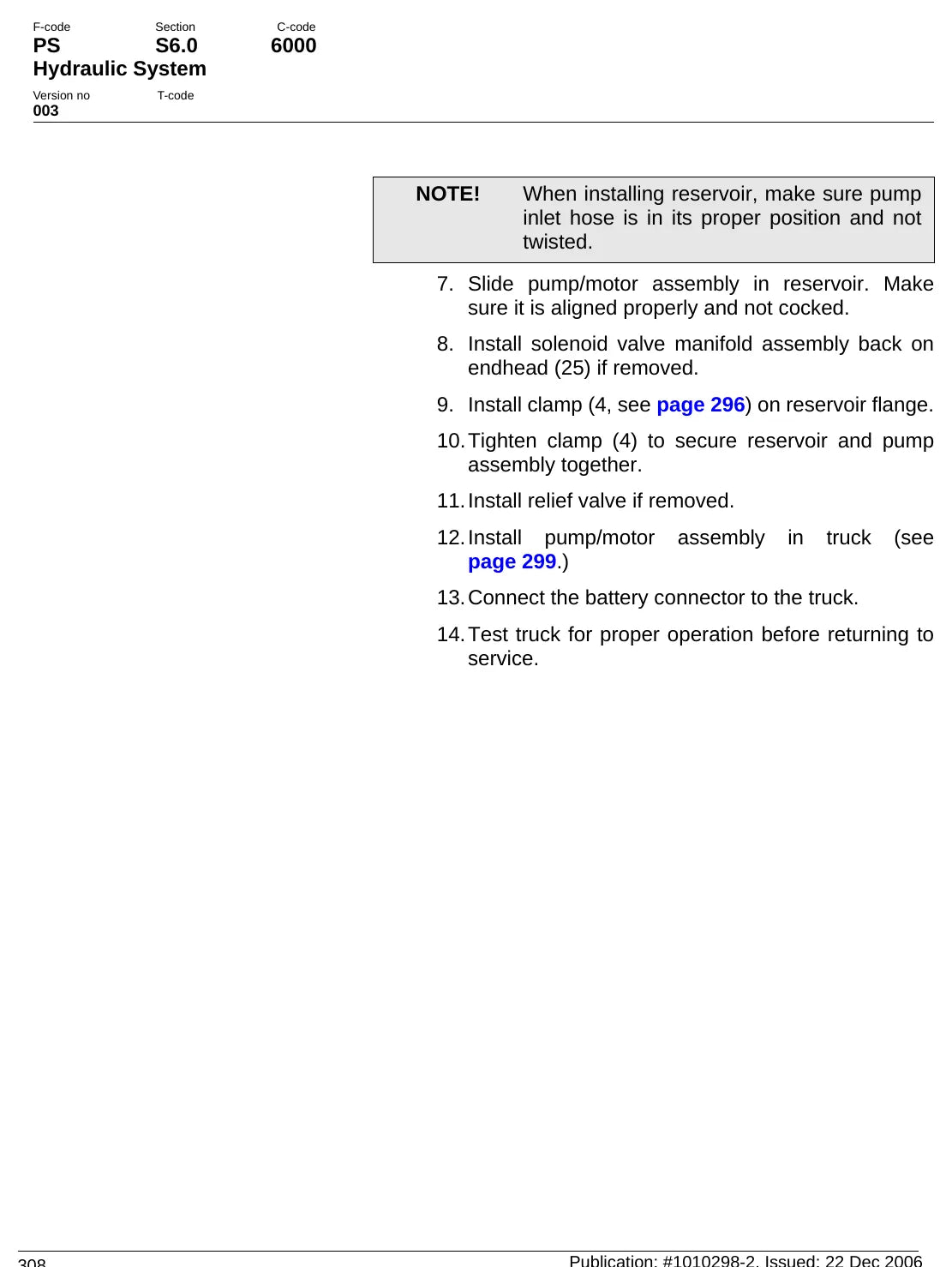 Página interna do Manual de Manutenção Raymond RCS, RSS e RRS30 — diagrama 2