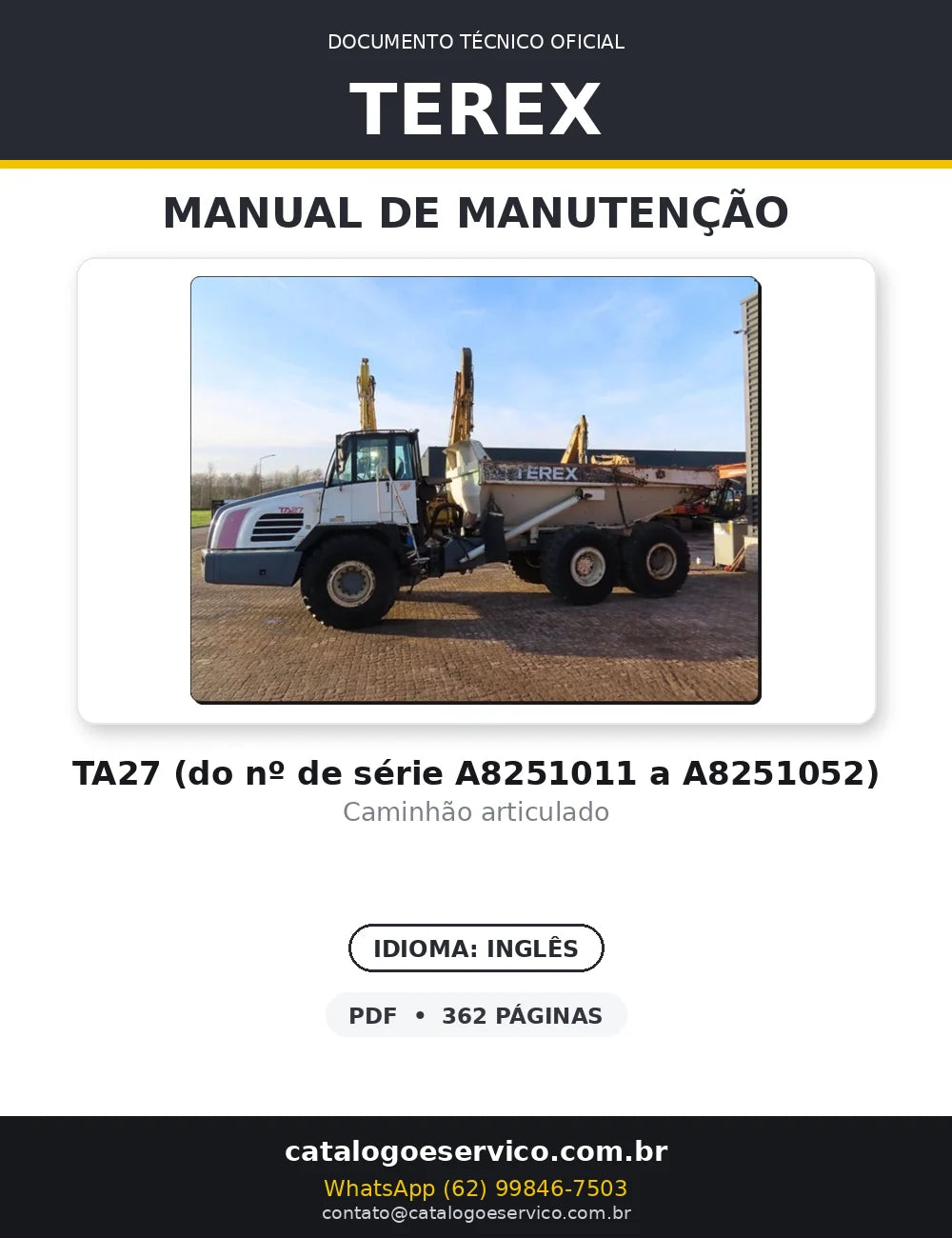 Manual De Manutenção TEREX - TA27-TA30 - Caminhao Articulado — capa