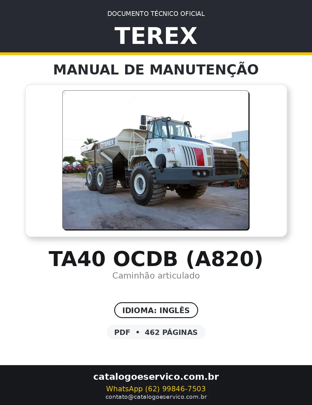 Manual De Manutenção TEREX - TA40 OCDB (A820) - Caminhao Articulado — capa