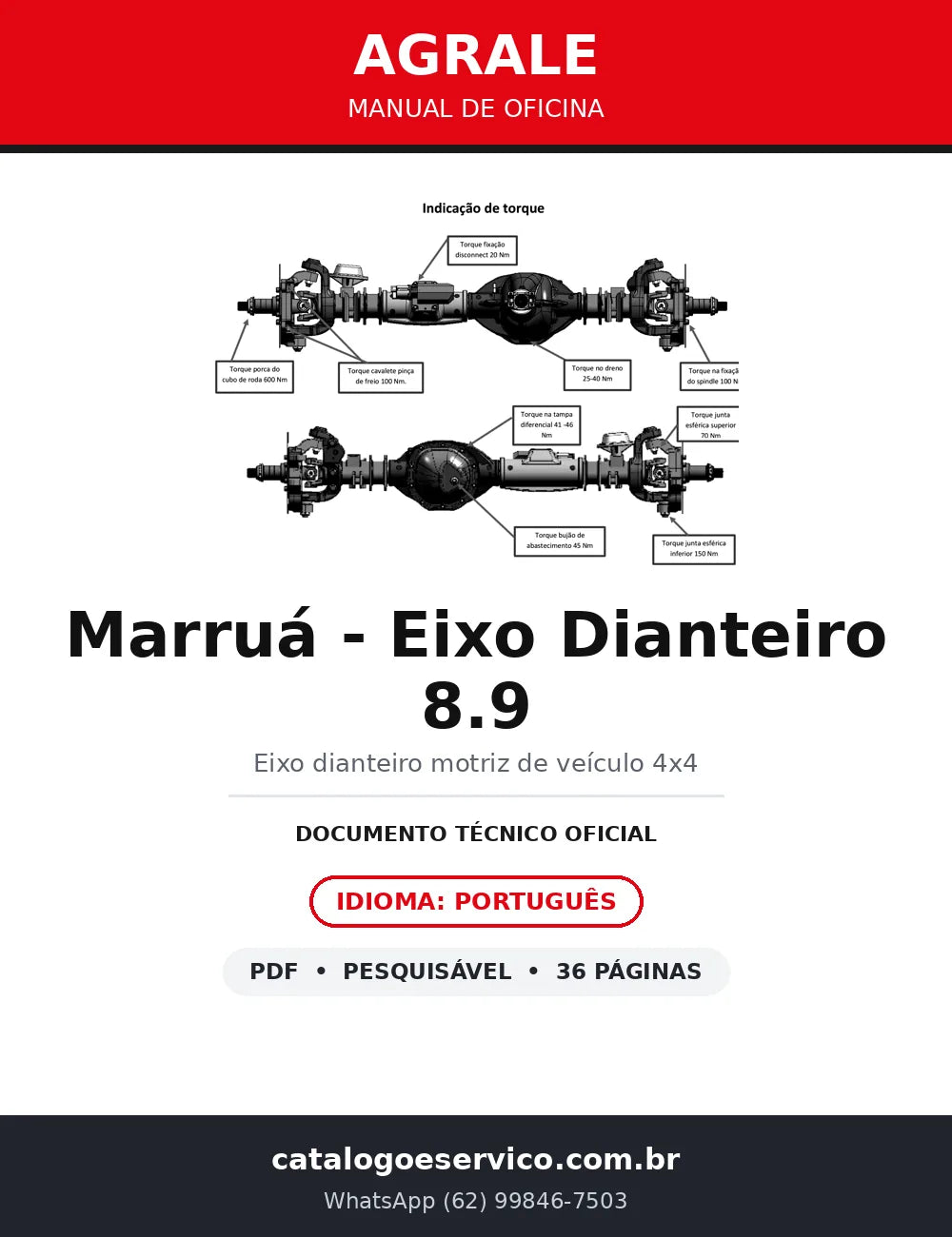 Manual de Oficina Agrale Marruá Eixo Dianteiro com Diferencial 8.9 Polegadas — capa