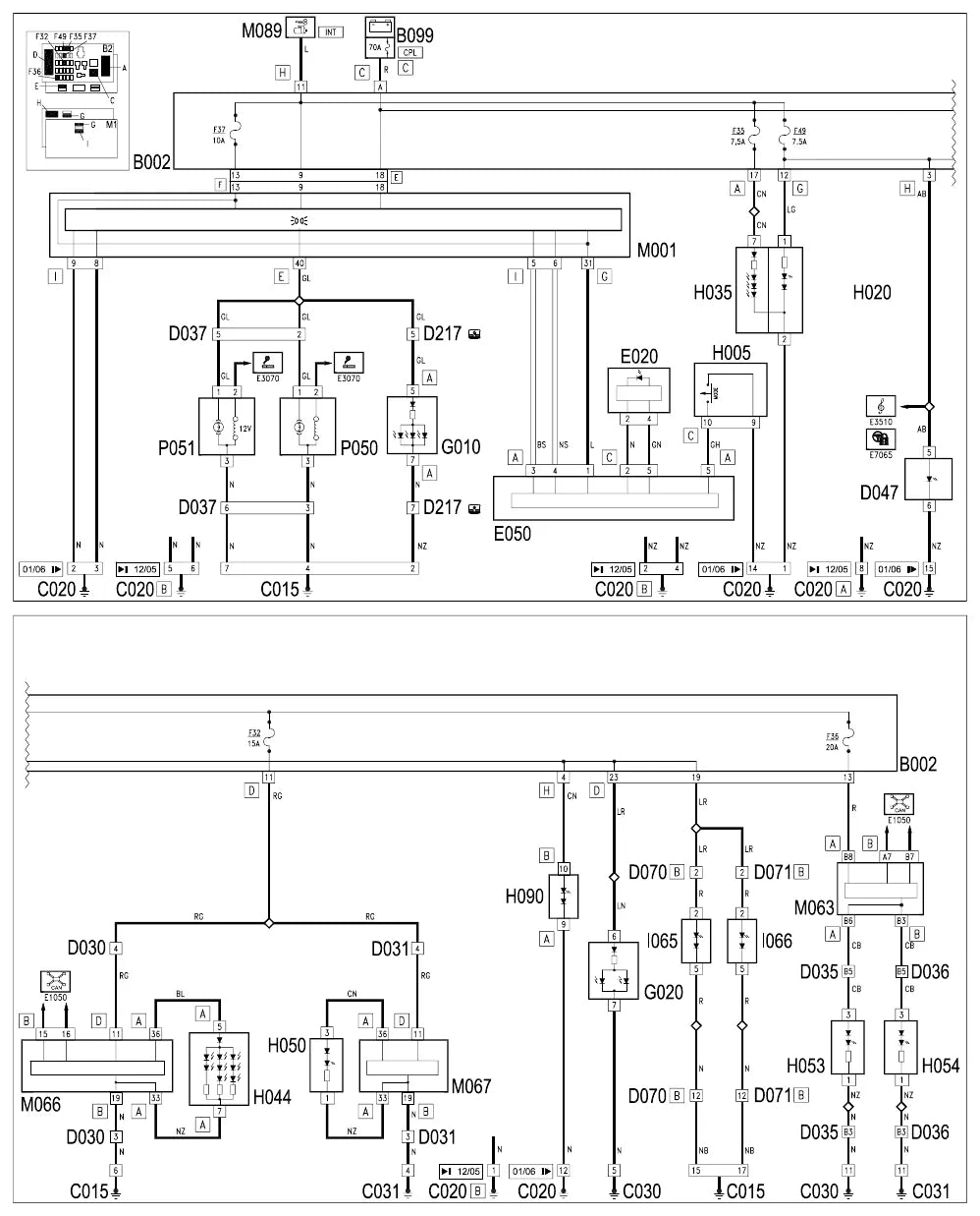 Página 168 dos diagramas elétricos Alfa Romeo 159 — esquema do circuito