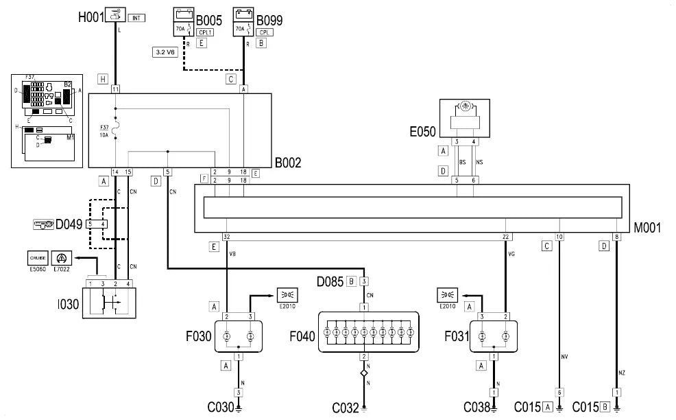 Página 98 dos diagramas elétricos Alfa Romeo GT — esquema do circuito