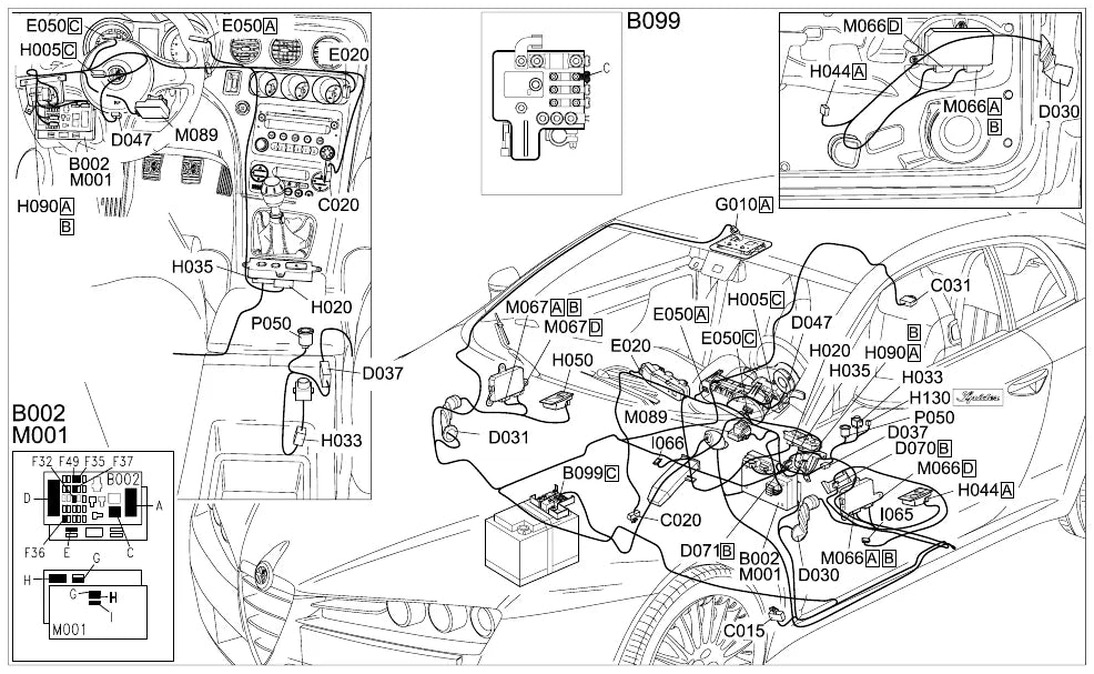 Página 129 dos diagramas elétricos Alfa Romeo Spider — esquema do circuito