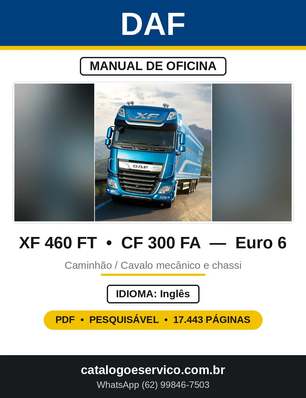 Manual de Oficina DAF XF 460 FT e CF 300 FA Euro 6 — capa