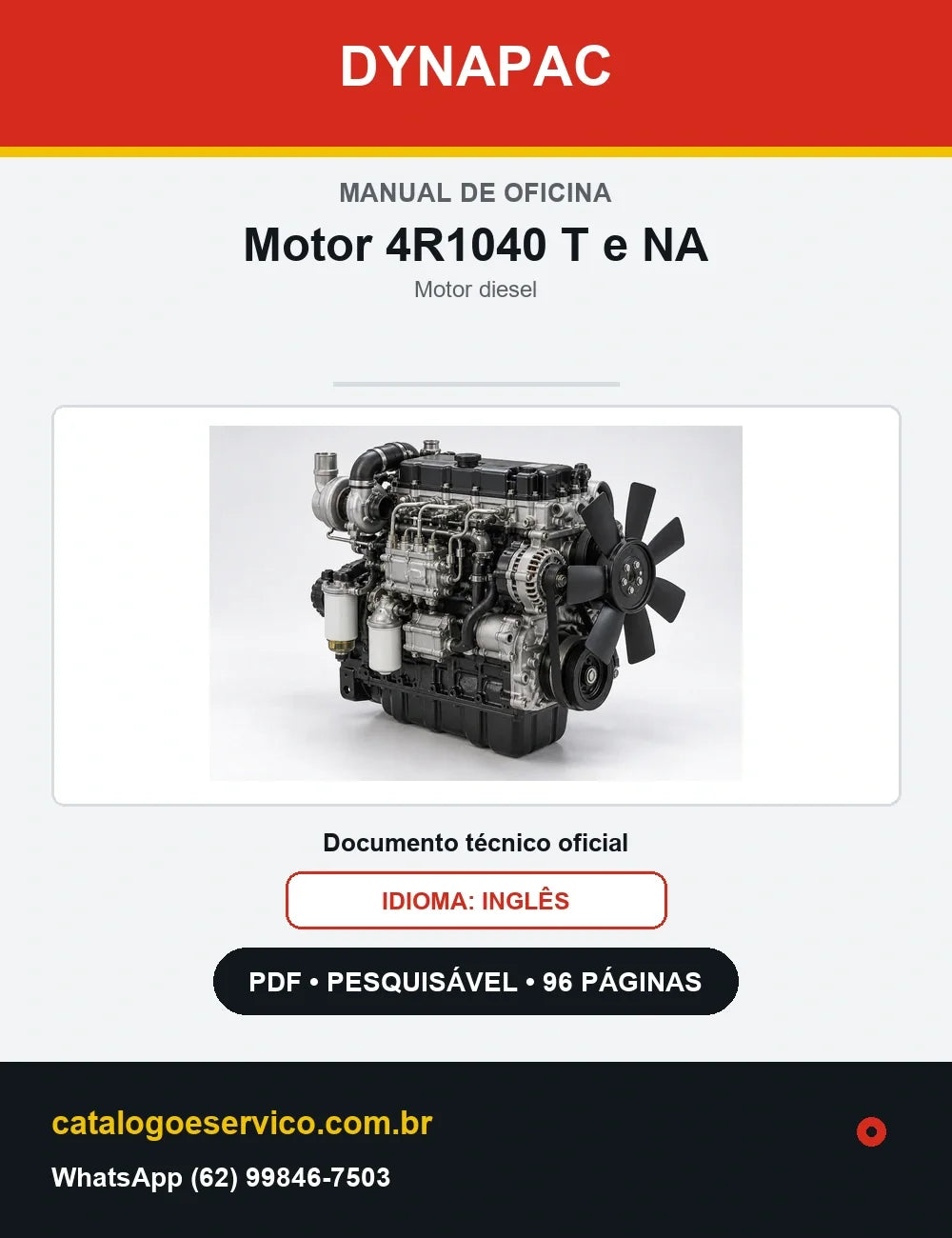 Manual de Oficina Dynapac Motor 4R1040 T e NA — capa