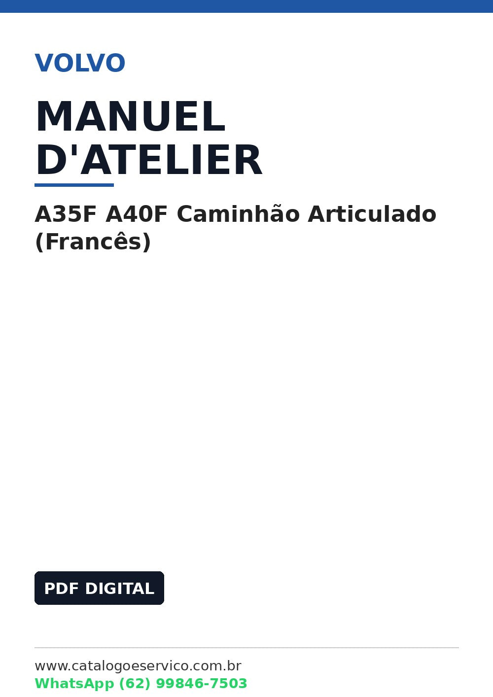 Manual de Oficina e Códigos de Falha Volvo A35F A40F Caminhão Articulado (Francês)