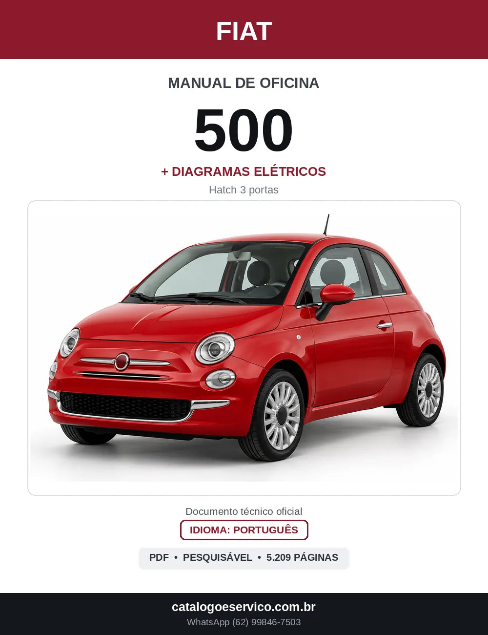 Capa do Manual de Oficina Fiat 500 em PDF