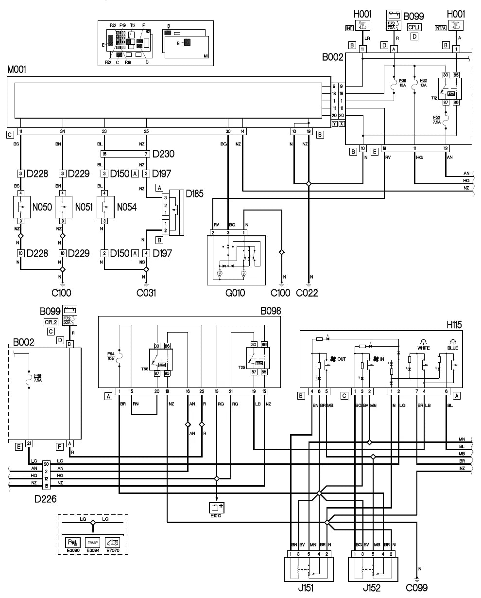 Página 181 dos diagramas elétricos Fiat Ducato X250 — esquema do circuito