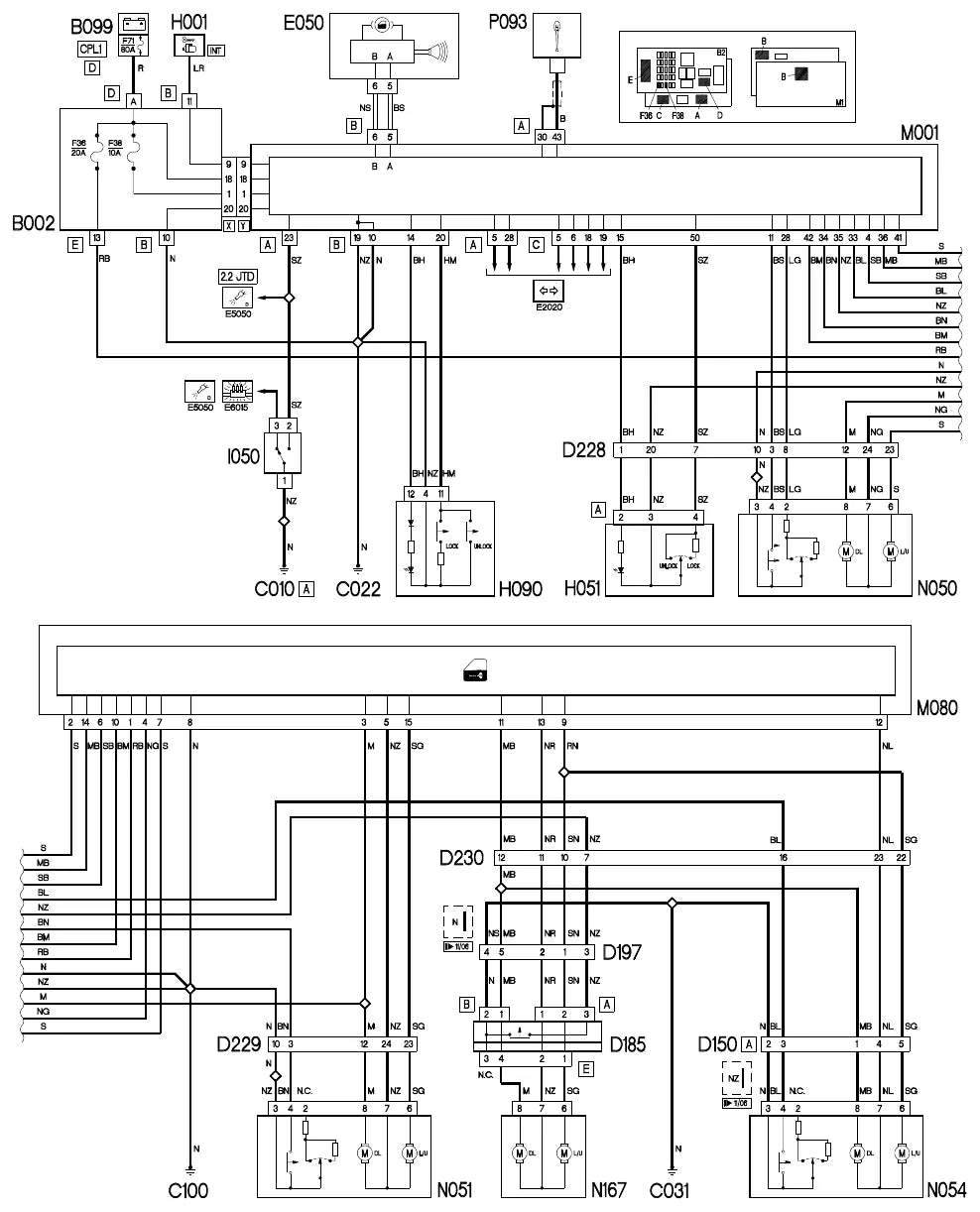 Página 241 dos diagramas elétricos Fiat Ducato X250 — esquema do circuito