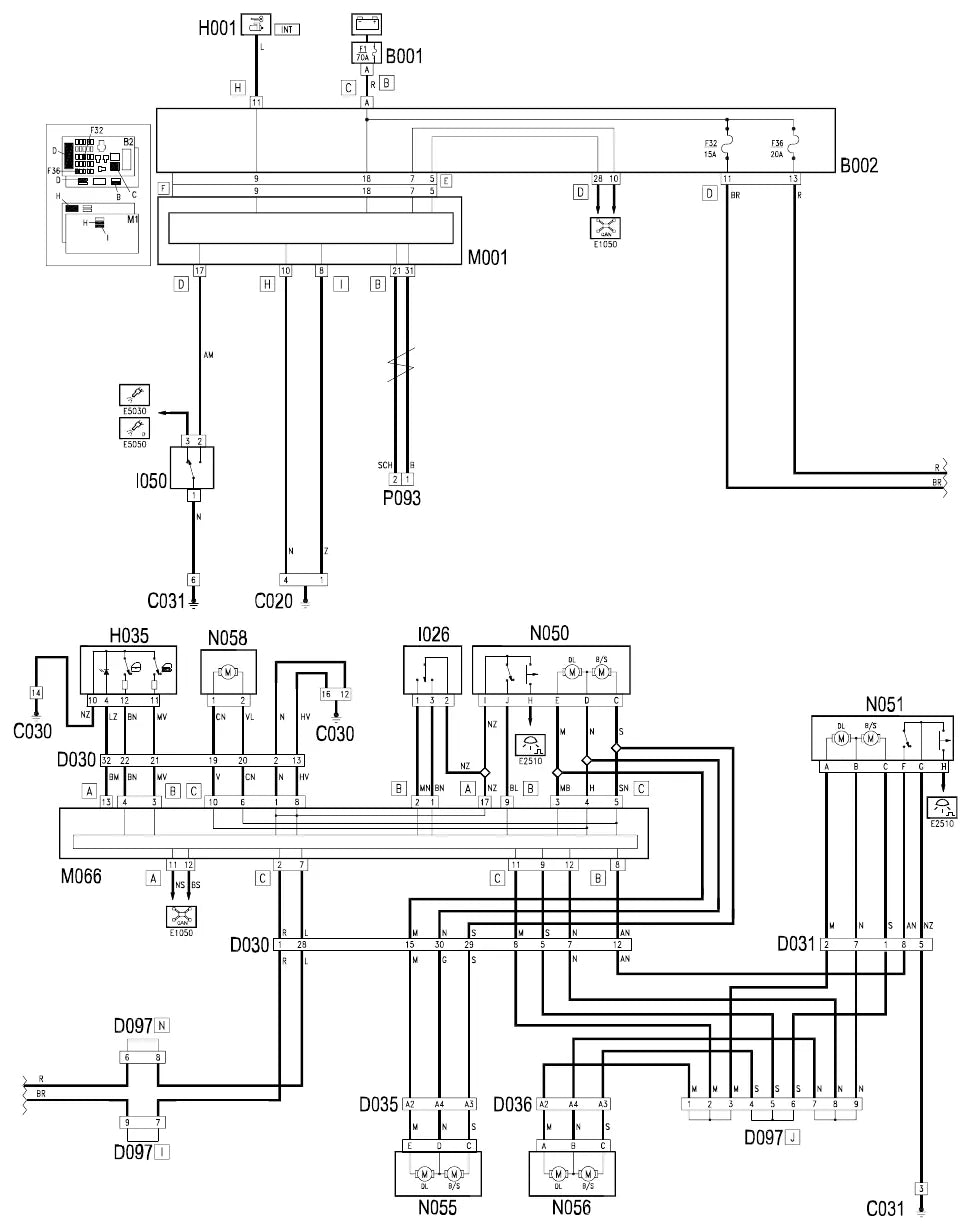 Página 104 dos diagramas elétricos Fiat Idea — esquema do circuito