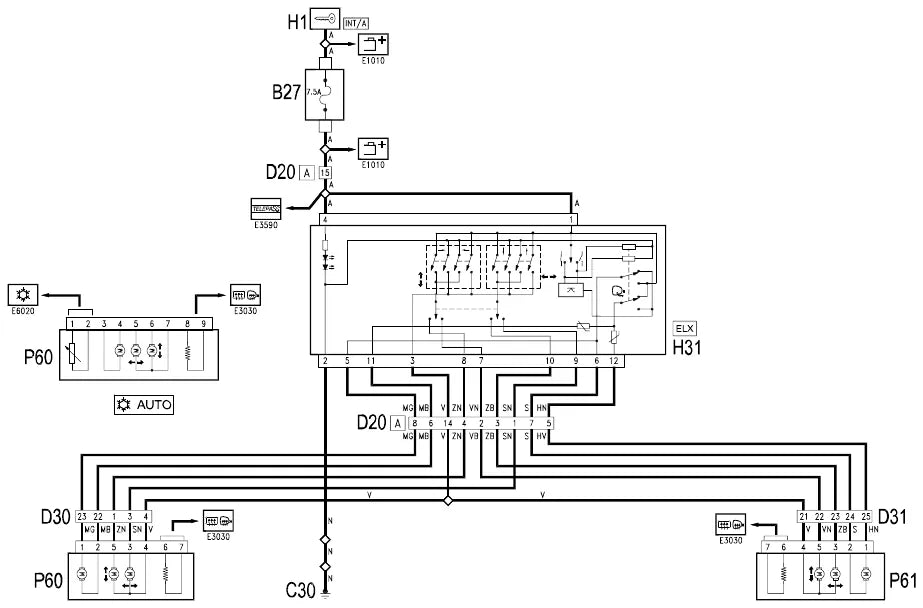 Página 395 dos diagramas elétricos Fiat Multipla — esquema do circuito