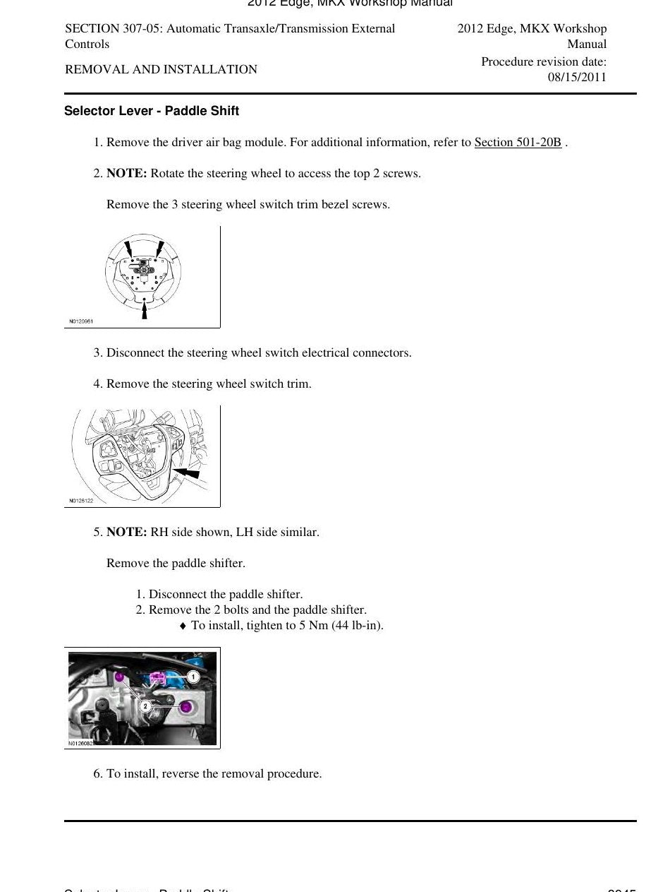 Manual de Oficina Ford Edge / MKX 2012 — Lincoln MKX 2012 completos: powertrain, climatizacao - diagrama 2
