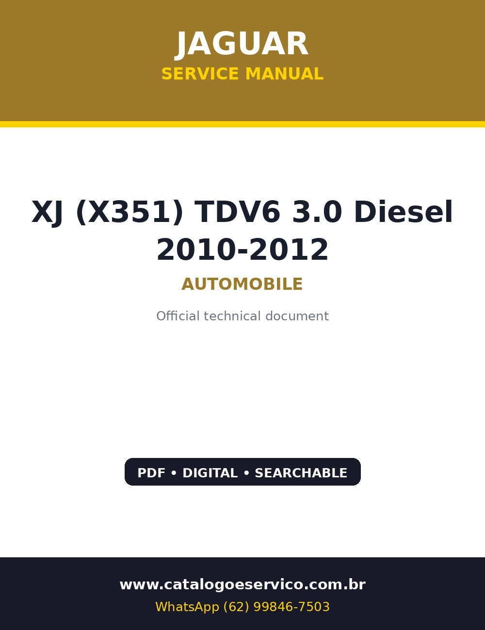 Manual de Oficina Jaguar XJ (X351) TDV6 3.0 Diesel 2010-2012 — Manual de fábrica com DTC de cada