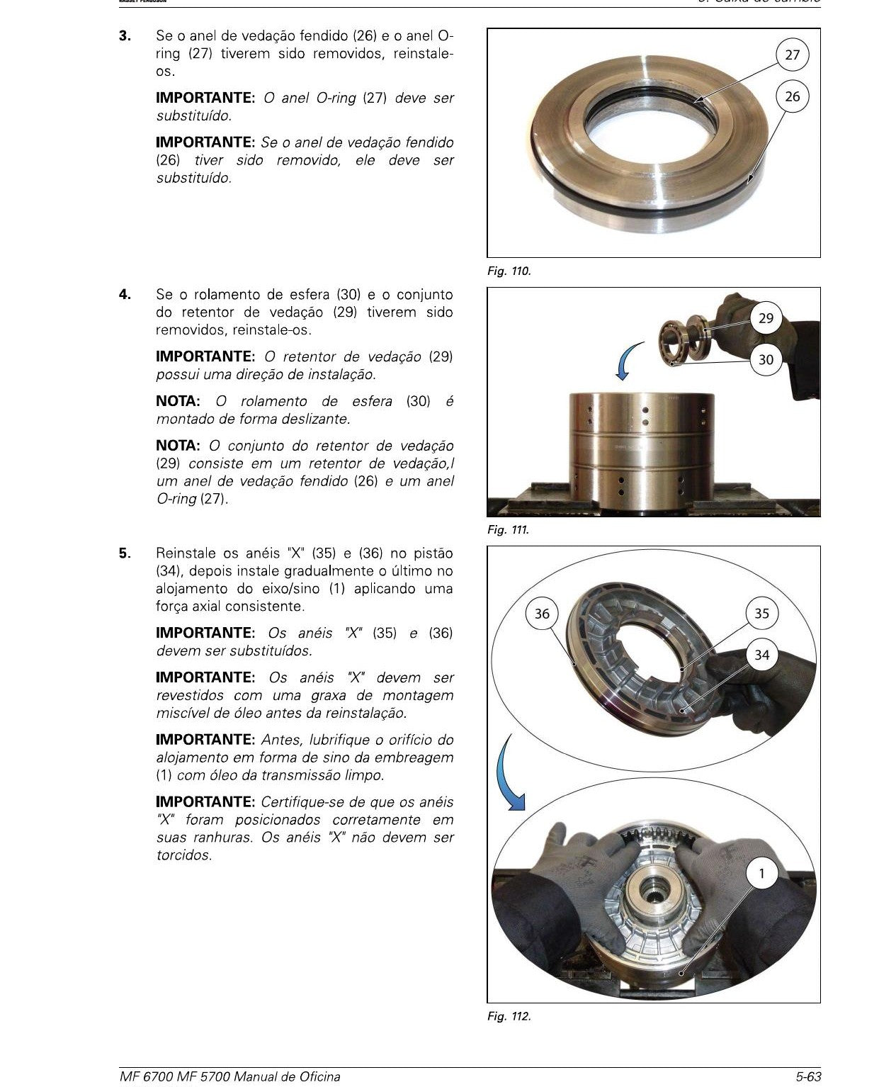 Caixa de câmbio - Manual de Oficina MF 6700 MF 5700
