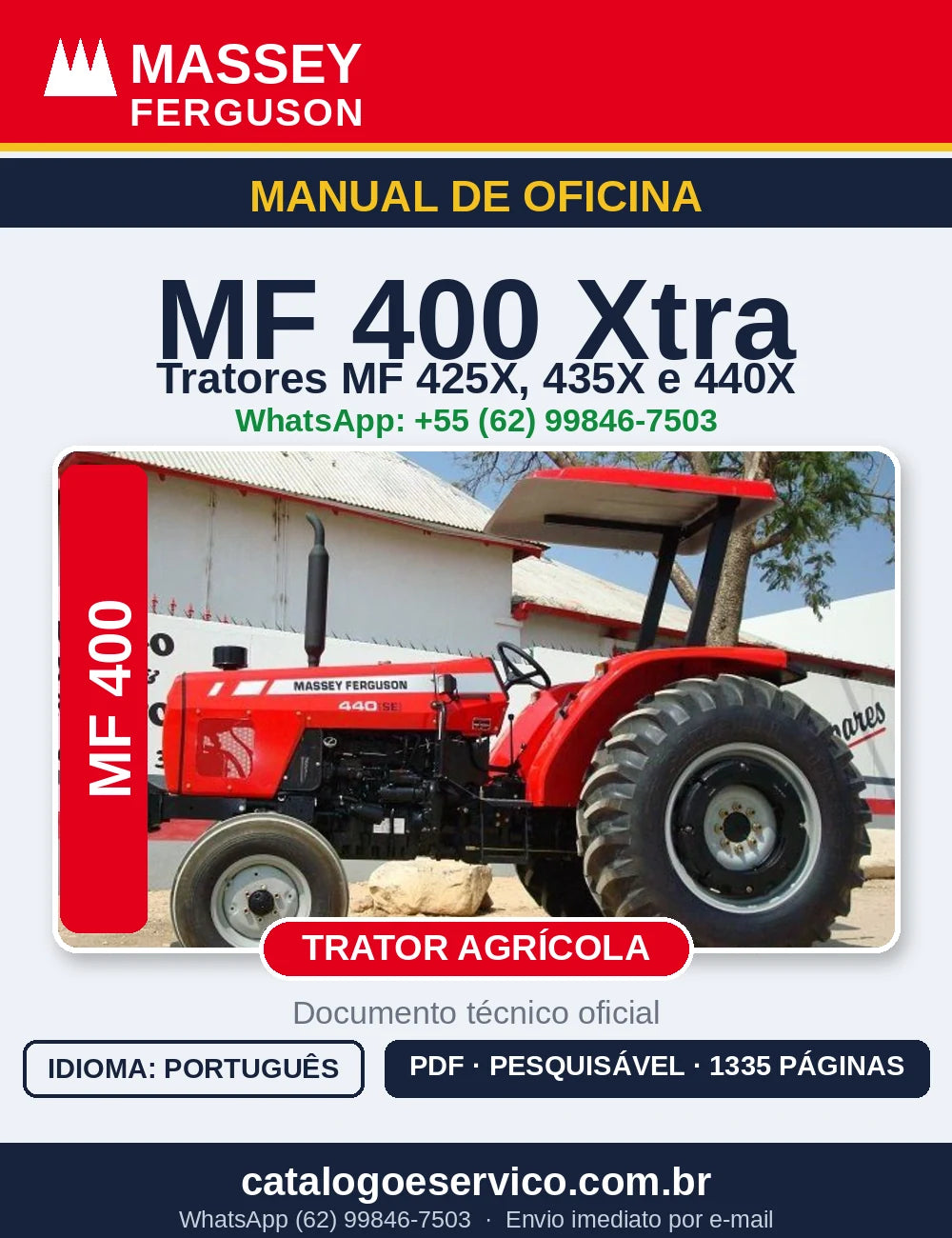 MANUAL DE OFICINA MASSEY FERGUSON - MF400XTRA, 425X, 435X, 440X