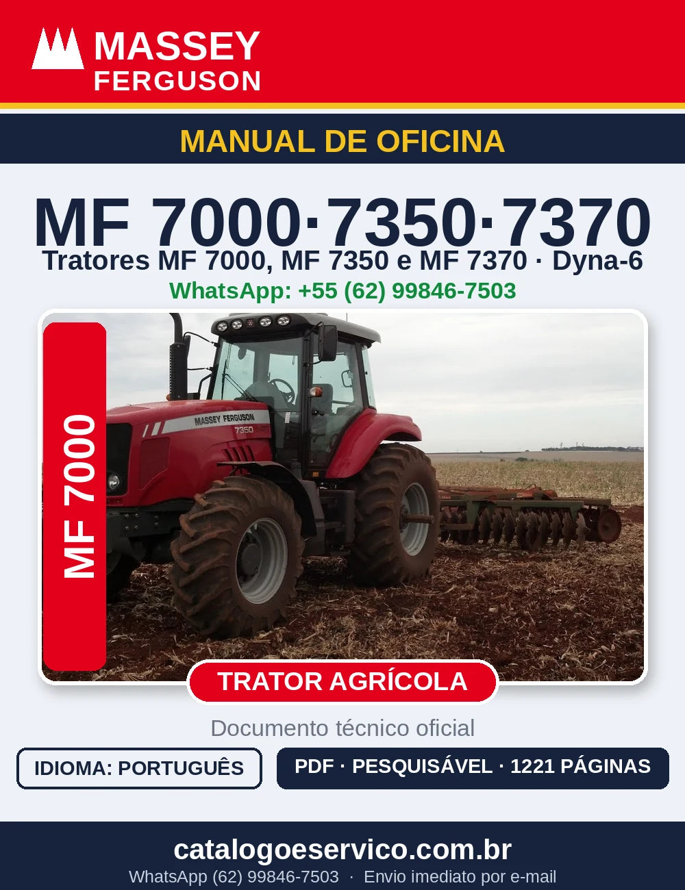 MANUAL DE OFICINA MASSEY FERGUSON - MF7000, 7350, 7370 DYNA6