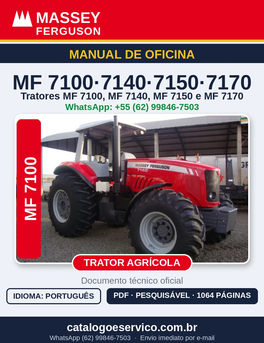 MANUAL DE OFICINA MASSEY FERGUSON - MF7100, 7140, 7150, 7170