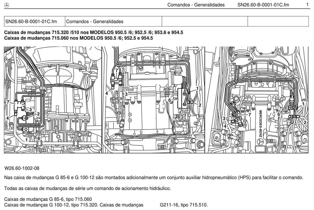 Página do manual de oficina Mercedes-Benz 1214 (4 versões)