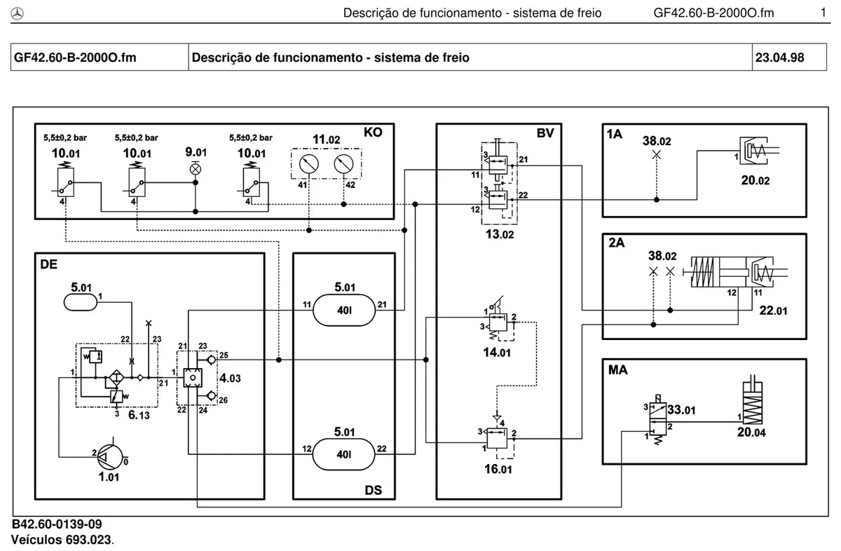 Página do manual de oficina Mercedes-Benz 1215 (2 versões)