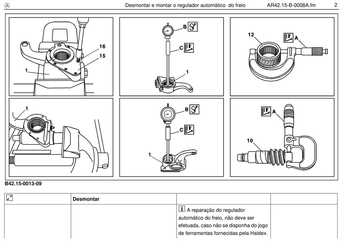 Página do manual de oficina Mercedes-Benz 1218 (2 versões)