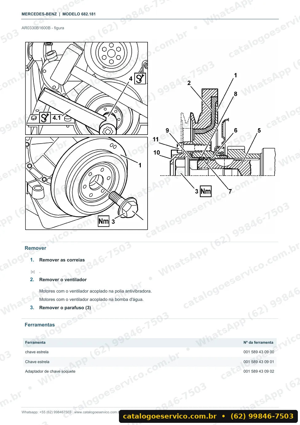 Página de procedimento do manual de oficina Mercedes-Benz 1414 K