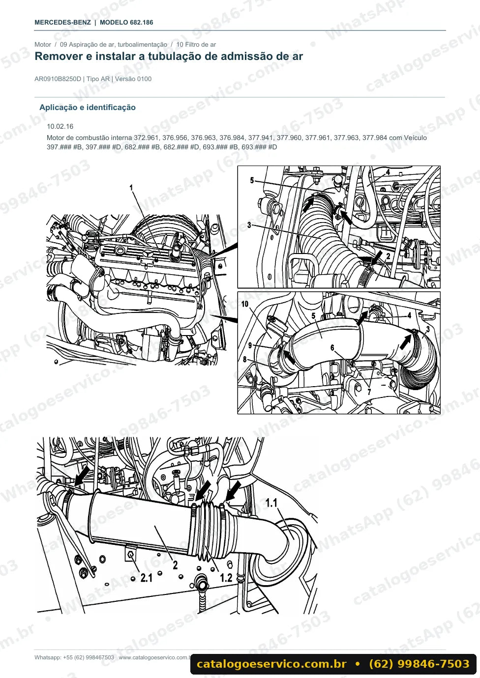 Página de procedimento do manual de oficina Mercedes-Benz 1418 K