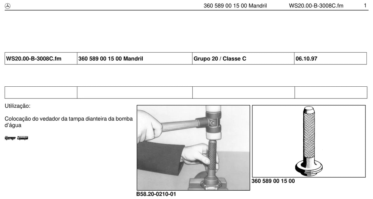 Página do manual de oficina Mercedes-Benz 1618