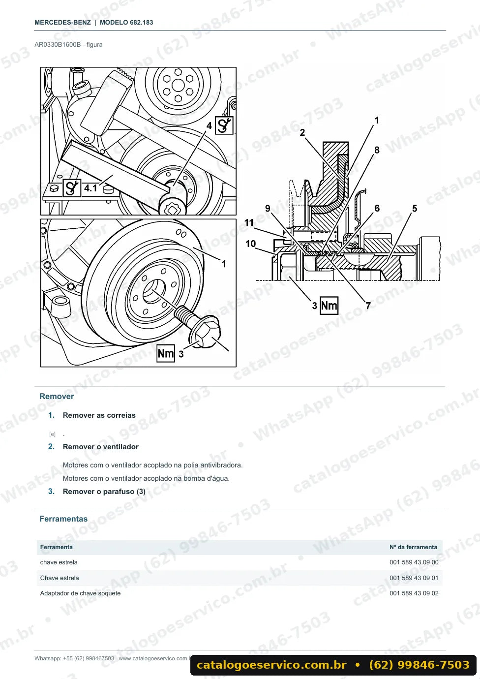Página de procedimento do manual de oficina Mercedes-Benz 1714 K
