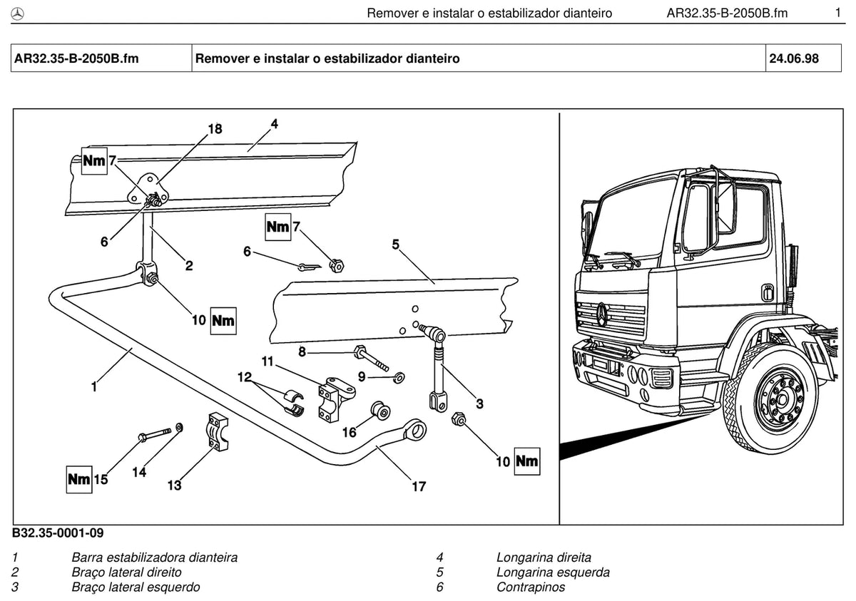 Página do manual de oficina Mercedes-Benz 1715 (2 versões)