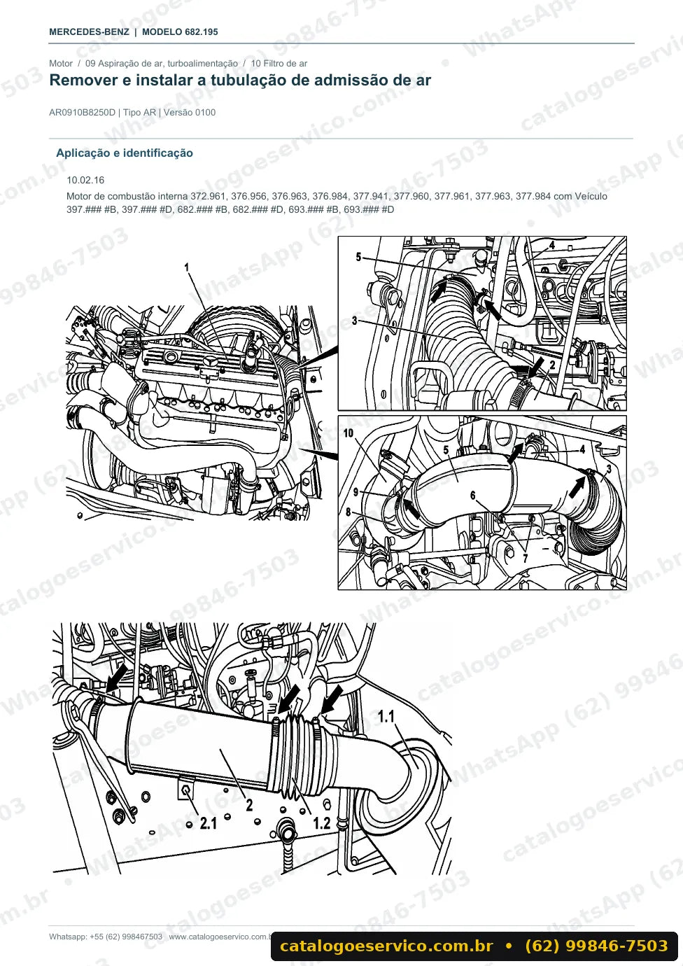 Página de procedimento do manual de oficina Mercedes-Benz 1721 S
