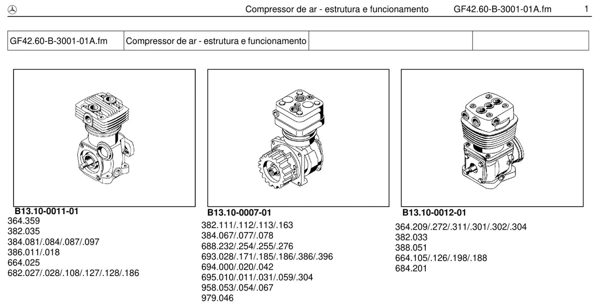 Página do manual de oficina Mercedes-Benz 1721 (3 versões)