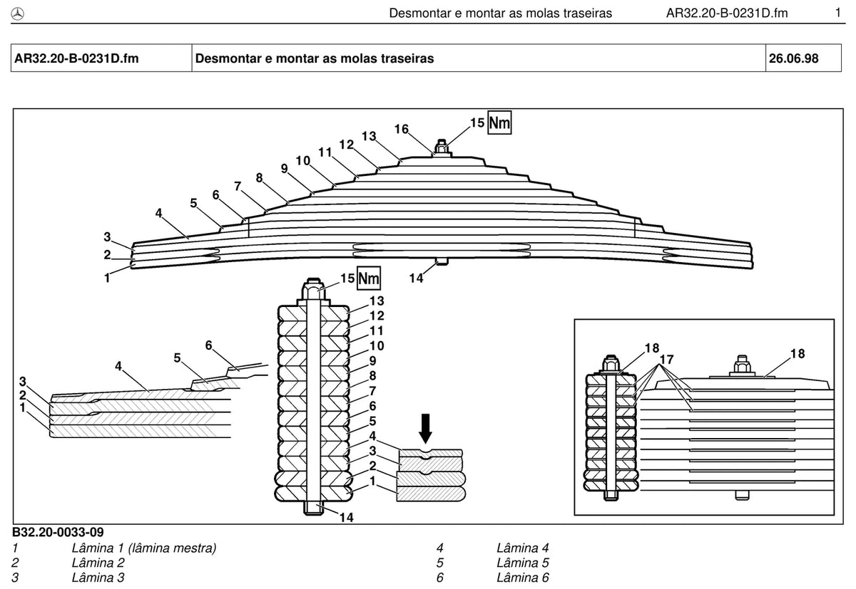 Página do manual de oficina Mercedes-Benz 1723 (2 versões)